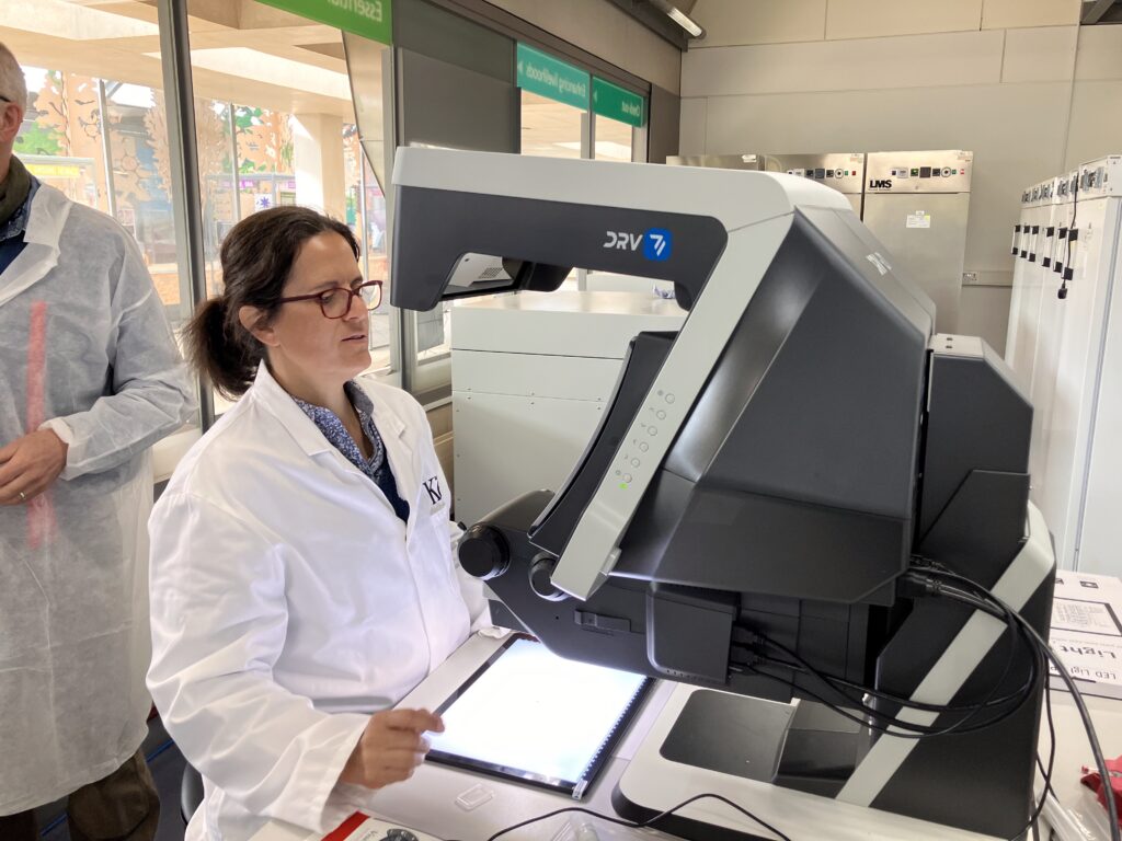 Paulina Hechenleitner depositando las 29 semillas de D. neriifolia en el Millenium Seed Bank de Kew Wakehurst, 13 abril 2026. Crédito © Alice Hudson 