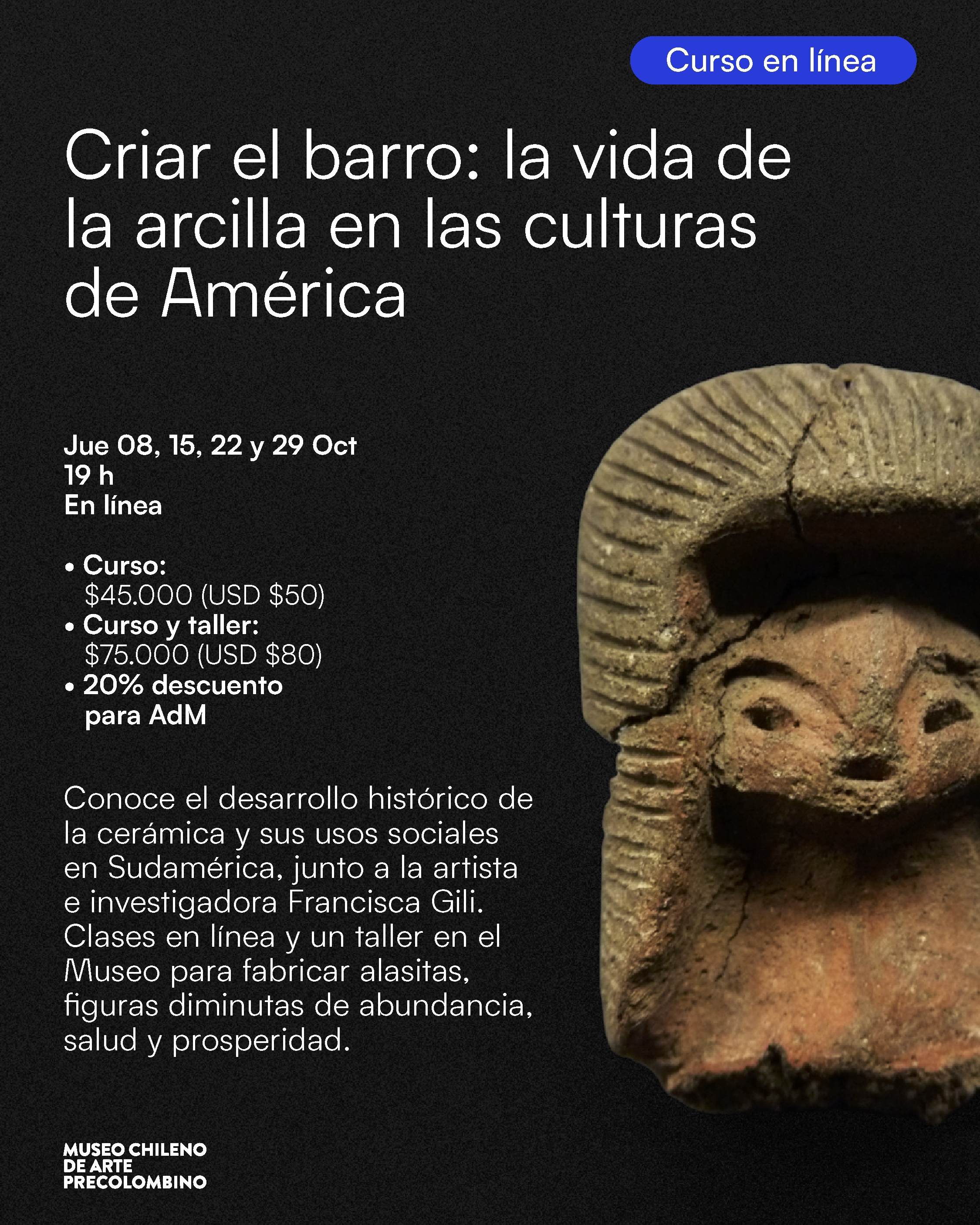 Museo Chileno de Arte Precolombino presenta curso online para crear y explorar la cerámica andina
