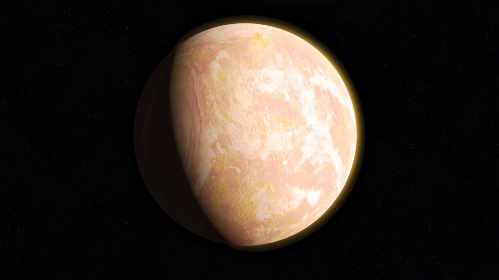 Representación artística de la Tierra primitiva, cuando una atmósfera rica en metano pudo generar una bruma de partículas que le habría dado un característico tono naranja. Estas condiciones permiten a la astrobiología explorar cómo era el planeta antes del surgimiento de la vida y qué señales atmosféricas podrían ayudar a identificar exoplanetas potencialmente habitables. Créditos: NASA/Goddard Space Flight Center/Francis Reddy